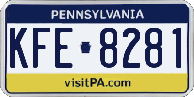 PA license plate KFE8281