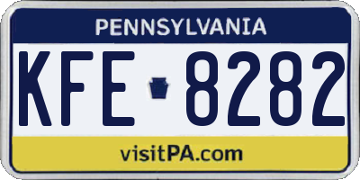 PA license plate KFE8282
