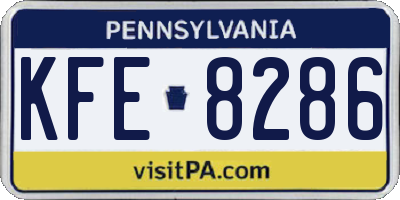 PA license plate KFE8286