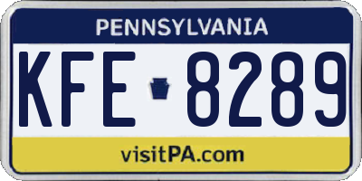 PA license plate KFE8289