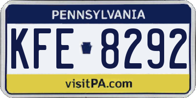 PA license plate KFE8292