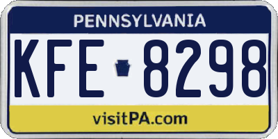 PA license plate KFE8298