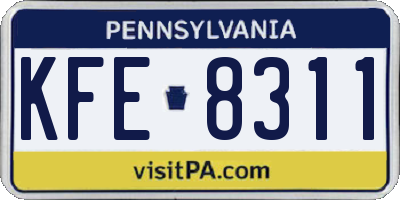 PA license plate KFE8311