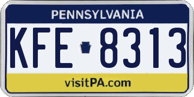 PA license plate KFE8313