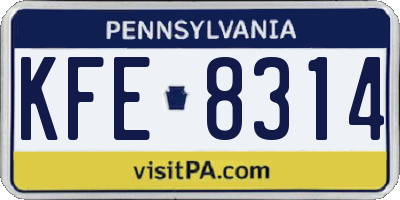 PA license plate KFE8314