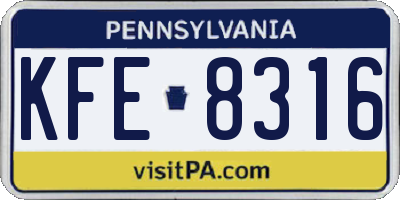 PA license plate KFE8316
