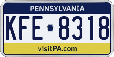 PA license plate KFE8318