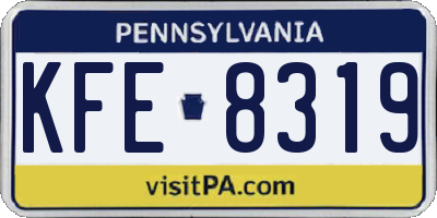 PA license plate KFE8319