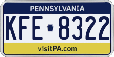 PA license plate KFE8322