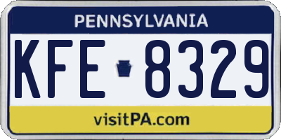 PA license plate KFE8329