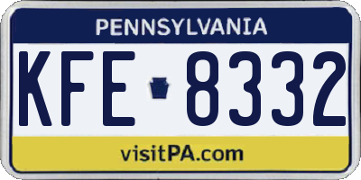 PA license plate KFE8332