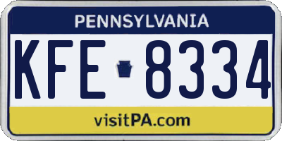 PA license plate KFE8334