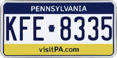 PA license plate KFE8335
