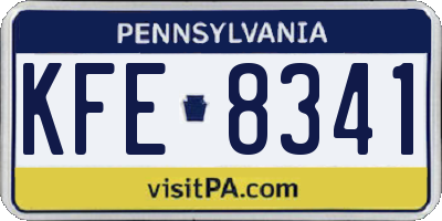 PA license plate KFE8341