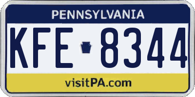 PA license plate KFE8344