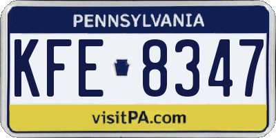 PA license plate KFE8347