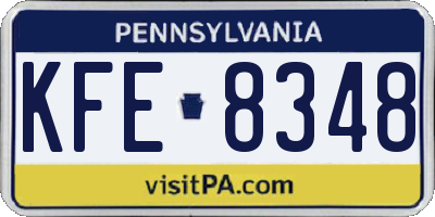 PA license plate KFE8348