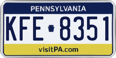 PA license plate KFE8351