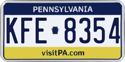 PA license plate KFE8354
