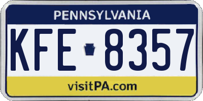 PA license plate KFE8357