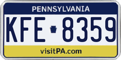 PA license plate KFE8359