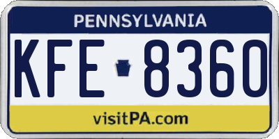 PA license plate KFE8360