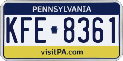 PA license plate KFE8361