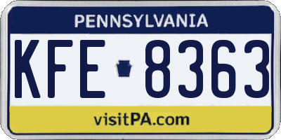 PA license plate KFE8363
