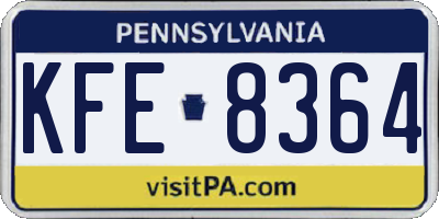 PA license plate KFE8364