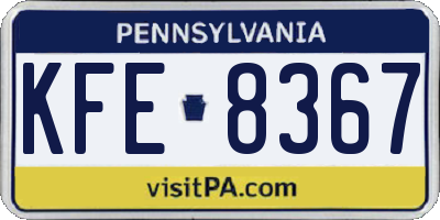 PA license plate KFE8367