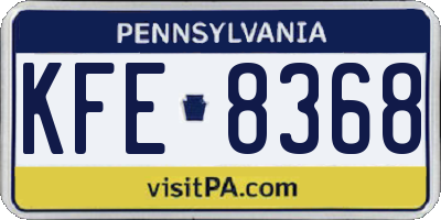 PA license plate KFE8368