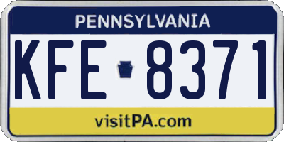 PA license plate KFE8371