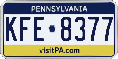 PA license plate KFE8377