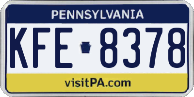 PA license plate KFE8378