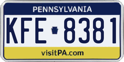 PA license plate KFE8381
