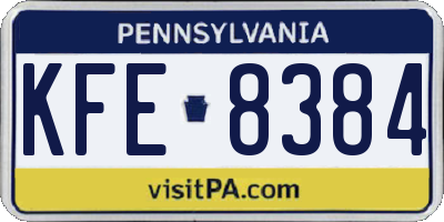 PA license plate KFE8384