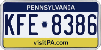 PA license plate KFE8386