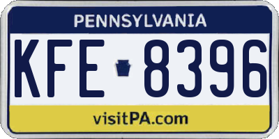 PA license plate KFE8396