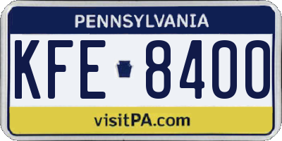 PA license plate KFE8400