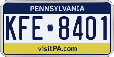 PA license plate KFE8401