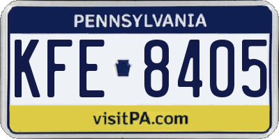 PA license plate KFE8405