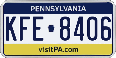 PA license plate KFE8406