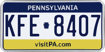 PA license plate KFE8407