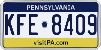 PA license plate KFE8409