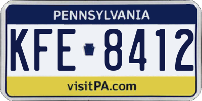 PA license plate KFE8412
