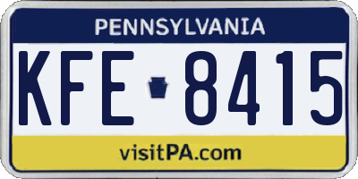 PA license plate KFE8415