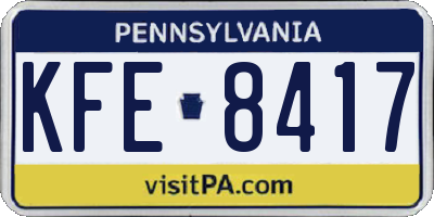 PA license plate KFE8417