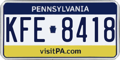 PA license plate KFE8418