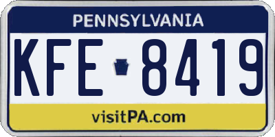 PA license plate KFE8419