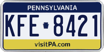 PA license plate KFE8421